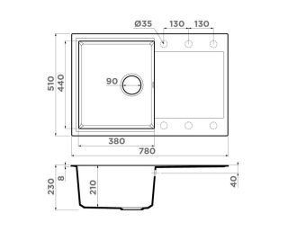 Мойка кухонная Omoikiri Daisen 78T-WH белый
